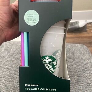Starbucks Color-Changing Confetti Cups with Multicolor Straws